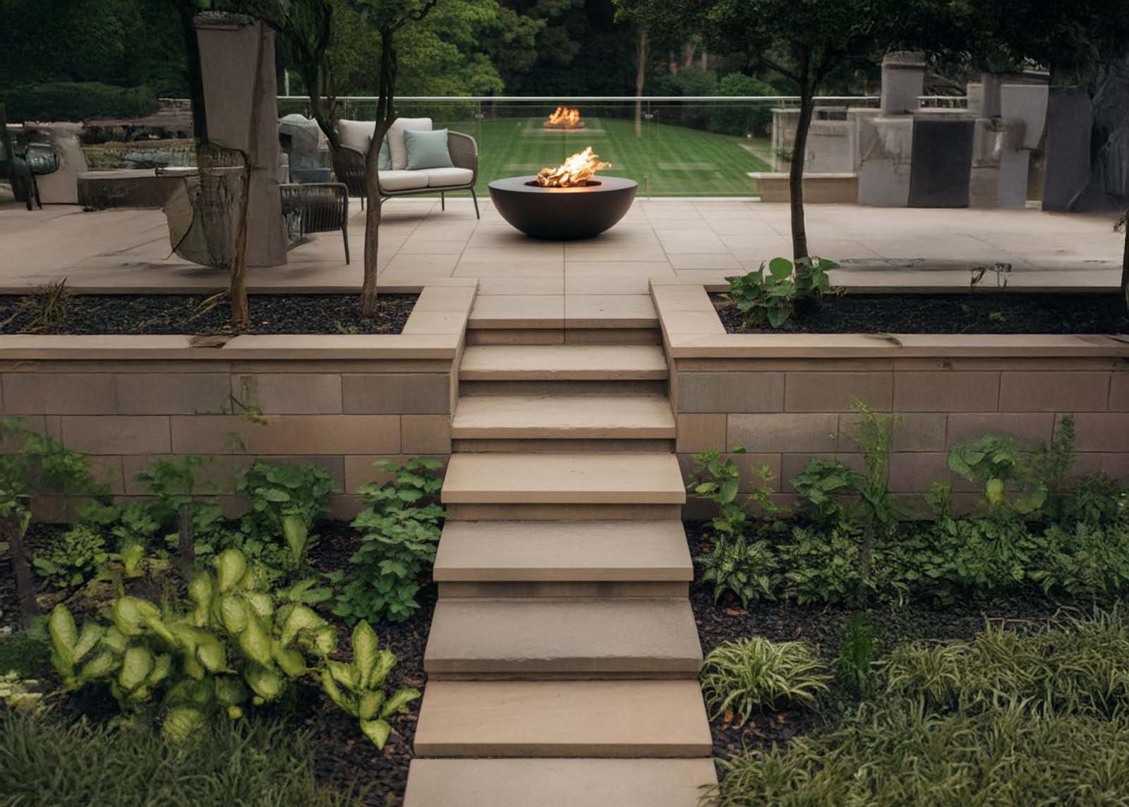 Tiered Patio with Fire Bowl